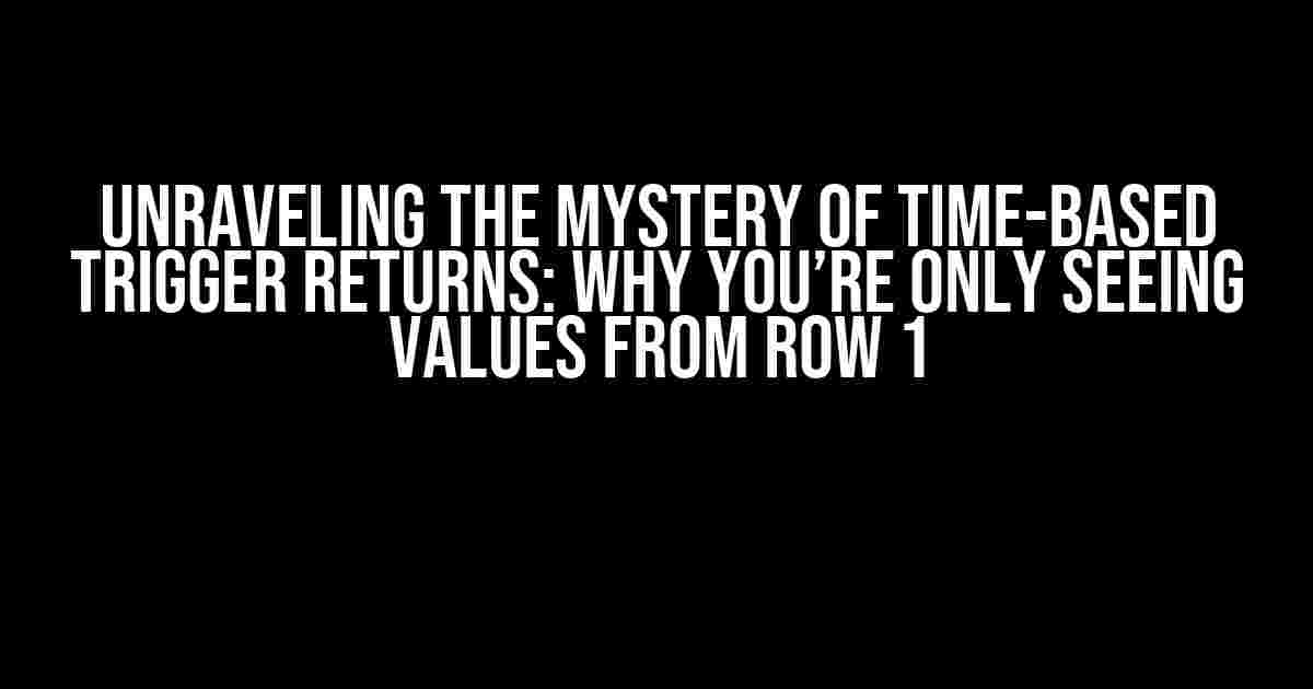 Unraveling the Mystery of Time-Based Trigger Returns: Why You’re Only Seeing Values from Row 1